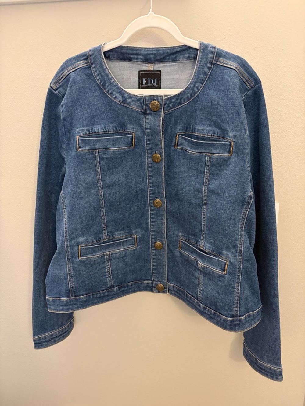 FDJ Blue Denim Jean Jacket - Classic Round Neck